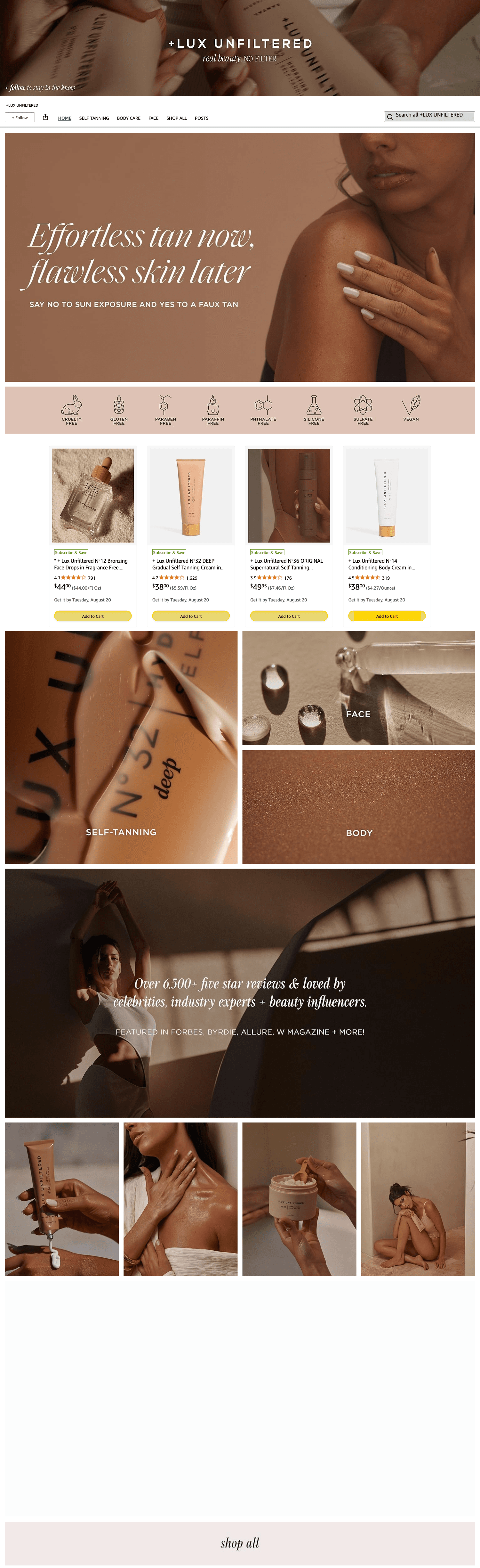 Brand Store for Amazon.com: +LUX UNFILTERED
