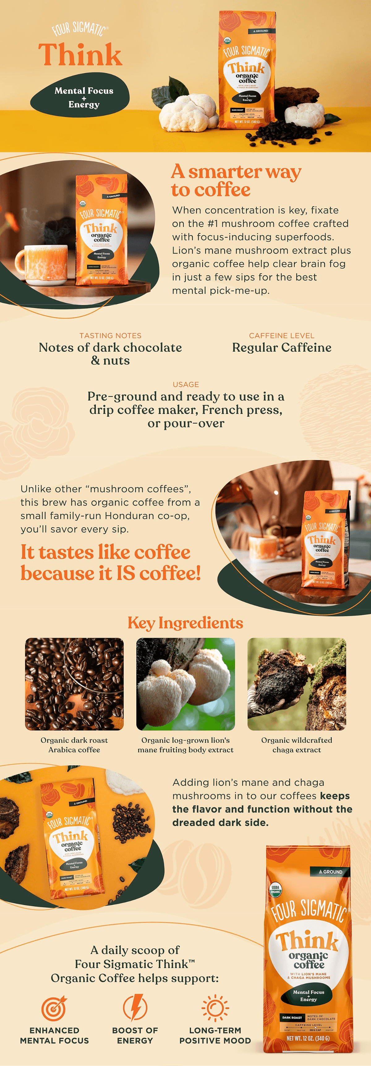 Premium A+ Content for Amazon.com : Four Sigmatic Focus Mushroom Coffee