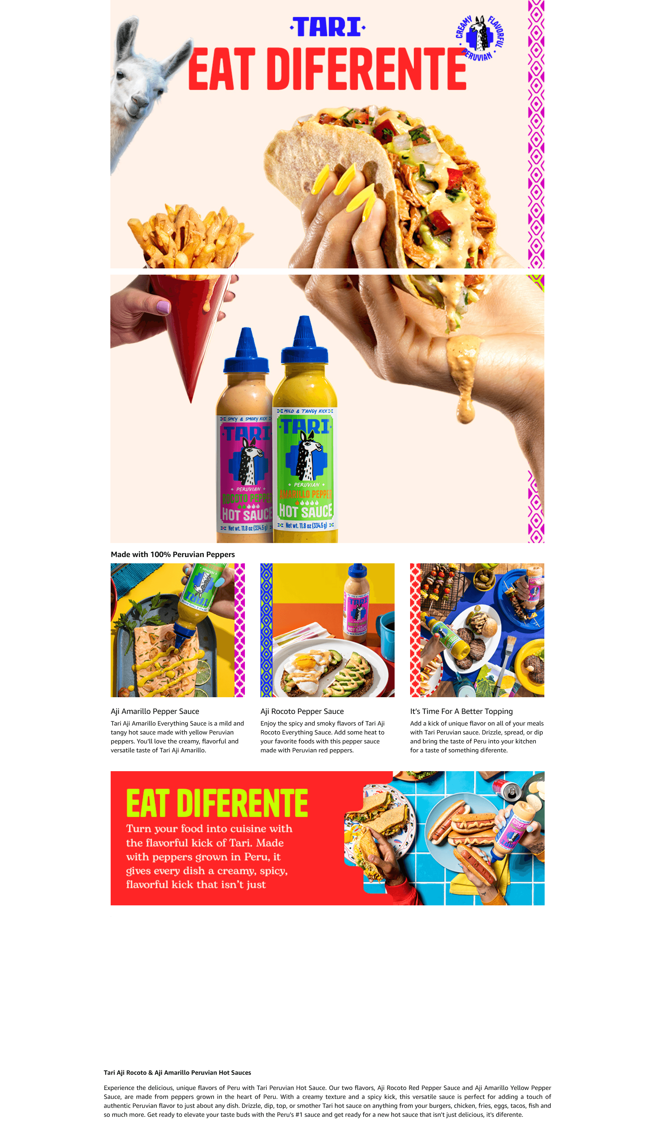 Premium A+ Content for Amazon.com : Tari Peruvian Hot Sauces