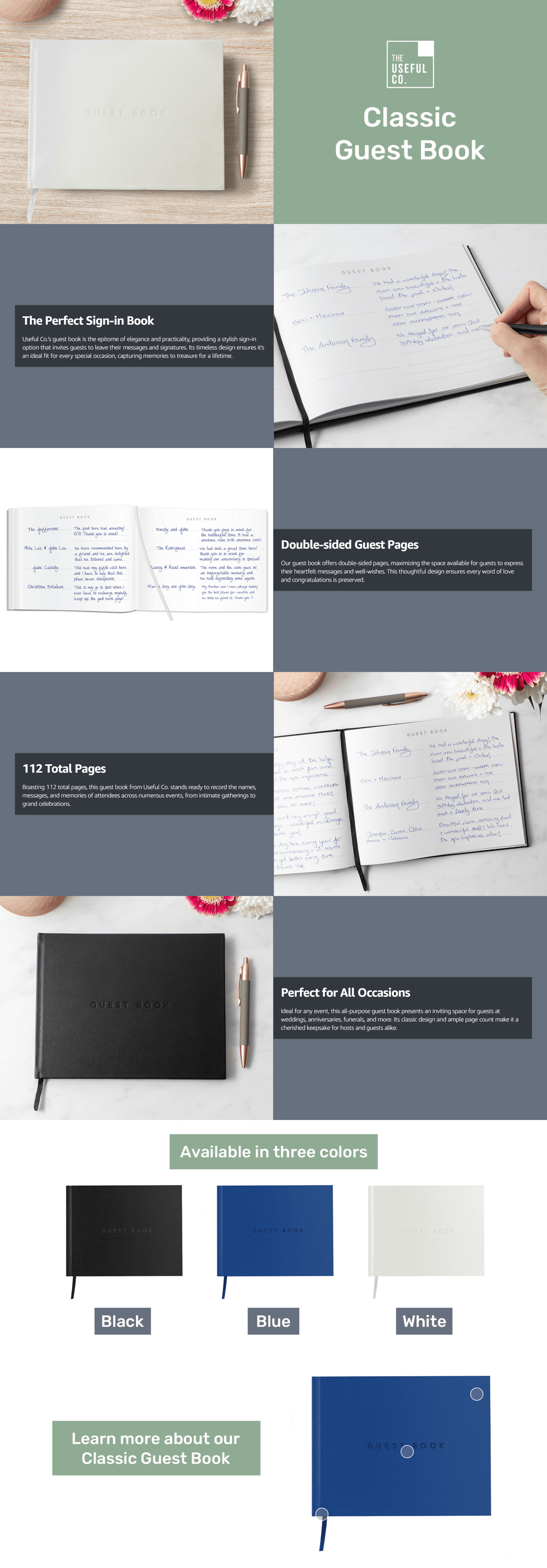 Premium A+ Content for Amazon.com: Useful Co. Black Guest Book