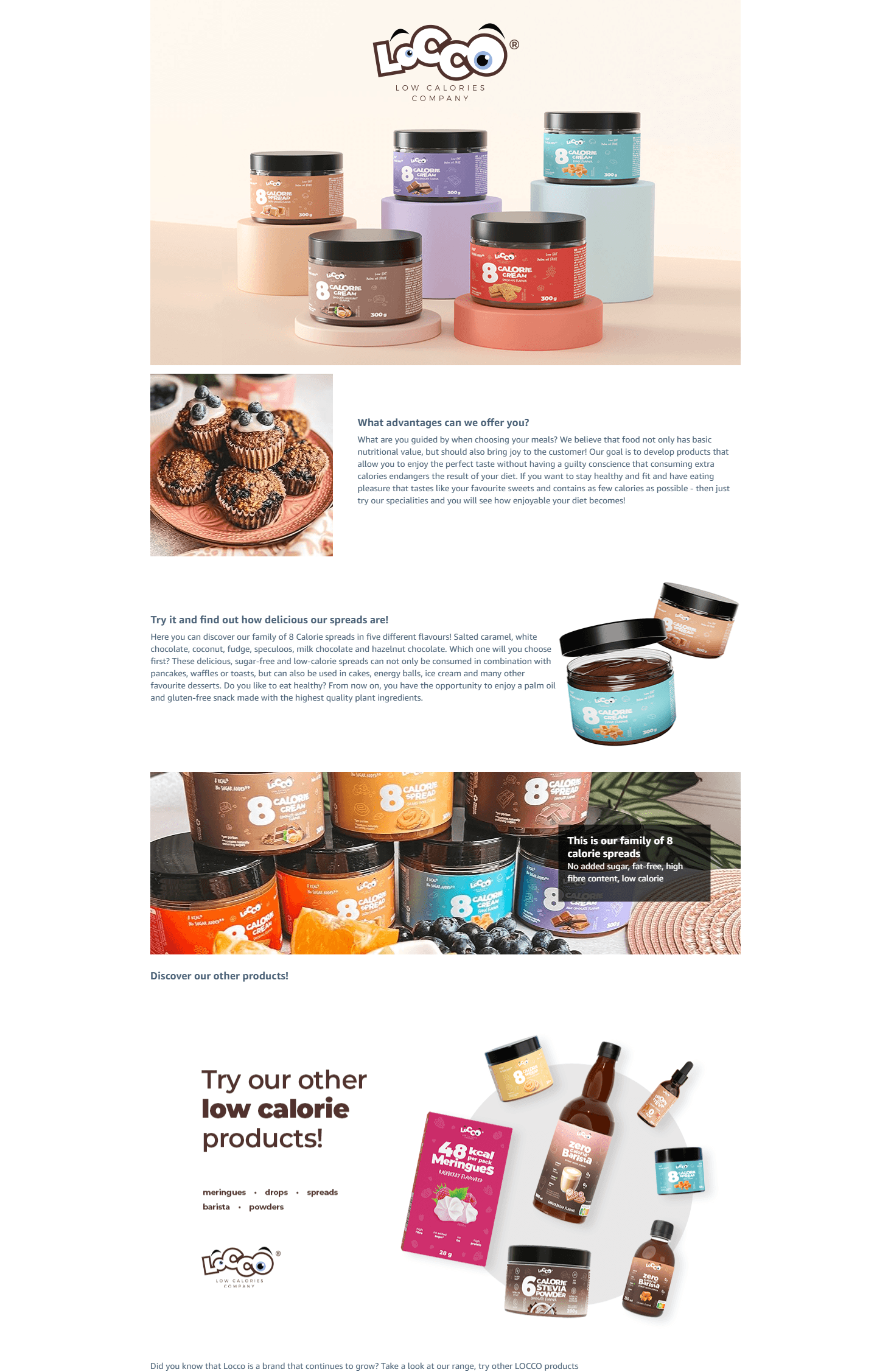 Premium A+ Content for LOCOCO Low Calorie Chocolate Hazelnut Spread