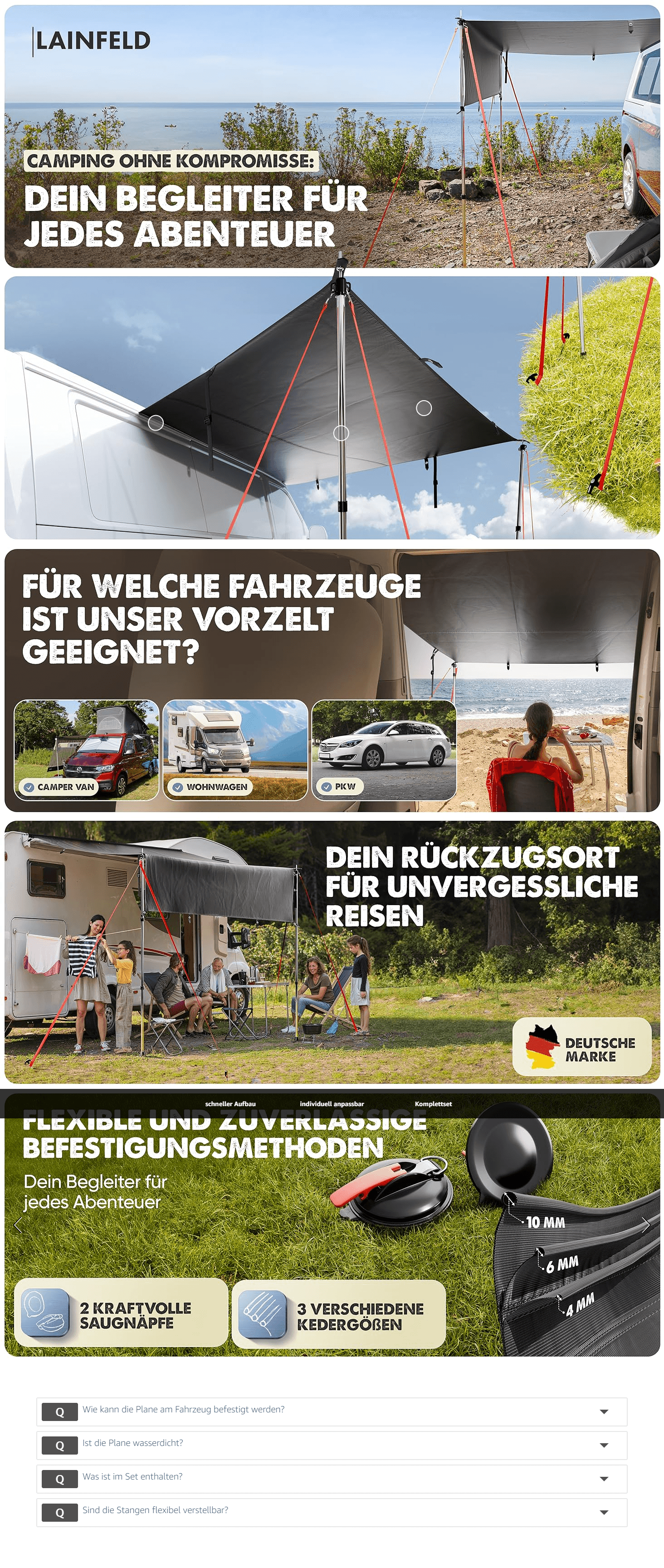 Premium A+ Content for LAINFELD Vorzelt Auto