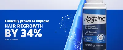 Highlights a clinically proven 34% improvement in hair regrowth after 16 weeks to prove product effectiveness with a concrete number.