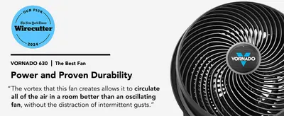 Uses the New York Times Wirecutter 'Our Pick' badge and quote to give shoppers third-party proof of durability and performance.