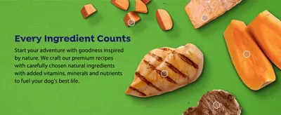 Reassures shoppers that the recipe is made with carefully chosen, natural, high-quality ingredients.