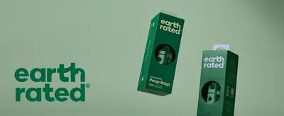 Builds brand recognition by pairing the Earth Rated logo with the product boxes in a clean, minimal hero.