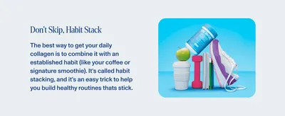 Shows shoppers how to make daily collagen stick by pairing it with an existing habit like morning coffee. Reassures shoppers that daily use is easy and fits into routines they already have.