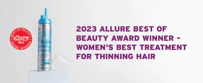 Uses a recognized publication's award to reassure shoppers the product is a proven, expert-endorsed treatment for thinning hair.
