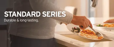 Introduces the Standard Series and reassures shoppers the disposal is built to last.