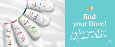 Shows the range of Dove body wash variants side by side to invite shoppers to explore the wider collection.