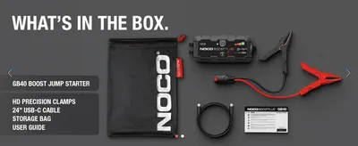 Shows every item included with the jump starter, so shoppers know exactly what they receive.