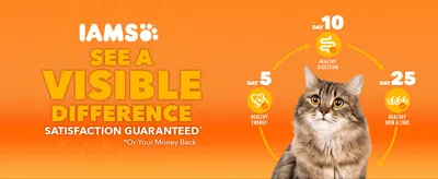 Shows three visible health benefits arriving over 25 days, so shoppers trust the food delivers results. Backs the claims with a money-back promise to reduce purchase risk.