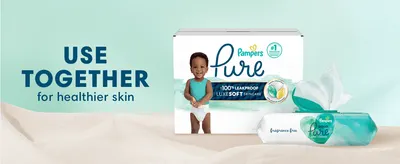 Encourages shoppers to pair the diapers with matching wipes for healthier baby skin.