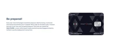 Frames identity theft as a growing risk and positions VaultCard as the simple, effective way to stay protected.