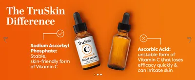 Contrasts the stable, skin-friendly ingredient in this serum with unstable ascorbic acid, so shoppers see why it is better.