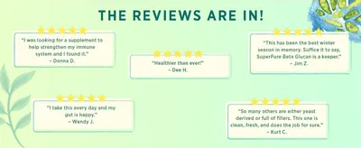 Builds social proof and trust by showcasing five-star customer quotes about the product's effectiveness.