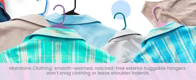 Highlights the smooth, notch-free hanger surface that protects clothing from snags and shoulder indents.