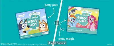 Lets shoppers compare the two character-themed design options (Bluey vs. My Little Pony) within the same product line.
