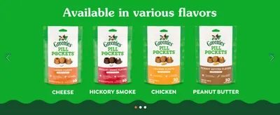 Shows the four flavor options side by side to help shoppers choose the right one for their dog.