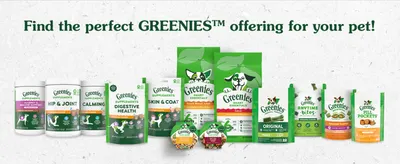 Shows the whole Greenies lineup together to help shoppers find the right product and explore the brand.