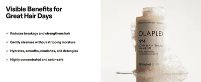 Lists four distinct hair benefits alongside the product to summarize why it delivers great hair days.