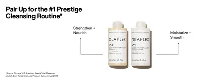 Encourages shoppers to buy the shampoo and conditioner together as the top-selling prestige cleansing routine. Highlights a distinct benefit for each paired product to justify buying both.