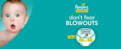 Promotes the new Blowout Barrier as the answer to leak worries, so parents trust the diaper to contain messes.