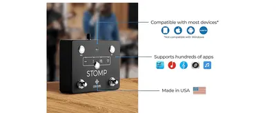 Shows broad device and app compatibility plus US manufacturing so shoppers know the pedal will work with their setup. Lists the tablets and apps the pedal works with so buyers can check fit at a…