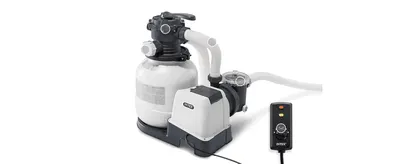 Clean catalog-style photo showing the full sand filter pump unit on white.