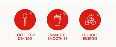 Shows three different ways to consume the honey (by the spoon, in shakes/smoothies, for daily energy) to demonstrate everyday versatility.