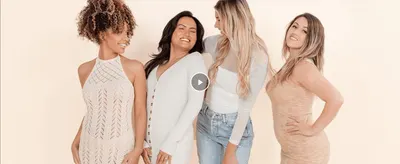 Shows a diverse group of women in everyday outfits to help shoppers relate to and envision wearing the product confidently.