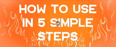 Promotes a short video that shows how to use the product in five simple steps. Reassures shoppers that using the product is simple.