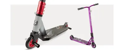 Invites shoppers to explore the scooter's physical components through clickable hotspots on two models.