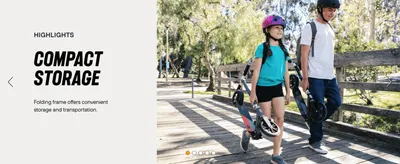 Emphasizes that the folding frame makes the scooter easy to store and transport.
