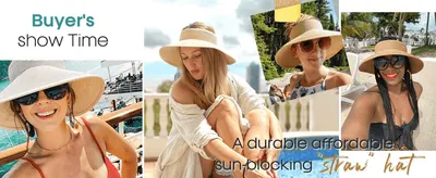 Shows real customers wearing the hat in different settings to build social proof and trust.