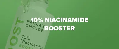 Puts the 10% niacinamide strength in a bold headline over a close-up of the dropper bottle.