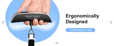 Shows the scale held in one hand to reassure shoppers it is comfortable to hold and easy to use.