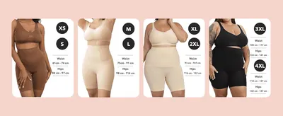 Helps shoppers pick the right size by showing waist and hip measurement ranges for each size across a diverse range of body types.