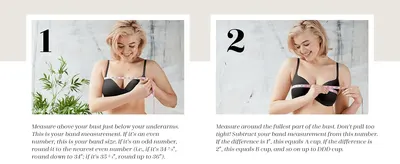 Walks shoppers through how to measure their band and bust size to find the right fit.