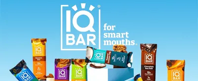Introduces the IQBAR logo, the tagline 'for smart mouths' and the flavor range to build brand recognition.