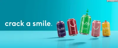 Reinforces the playful bubly brand identity and slogan while showcasing the range of available flavors.