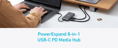 Introduces the PowerExpand 8-in-1 hub in a real work setting to show its everyday usefulness.