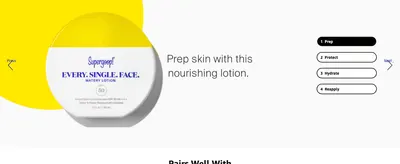 Shows shoppers where this lotion fits in a 4-step regimen (Prep, Protect, Hydrate, Reapply). Highlights the lotion as the nourishing prep step before sunscreen application.