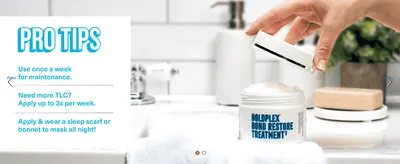 Tells shoppers how often and how to apply the mask so they feel confident using it correctly for best results. Presents one clear usage message over a clean in-use bathroom scene.