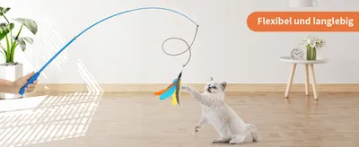Shows the wand toy in real play to reassure shoppers the pole is flexible and long-lasting.