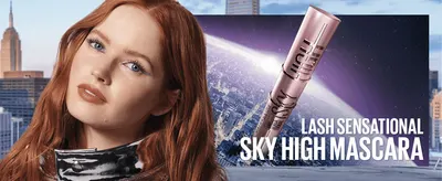 Presents an aspirational brand visual with the product name to build desirability and reinforce the mascara's dramatic-lash positioning.