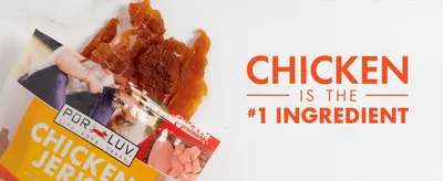Reassures shoppers that chicken is the number one ingredient, emphasizing quality and simplicity.