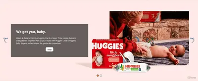 Pairs Huggies wipes with Little Snugglers diapers to encourage shoppers to buy the range together.