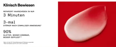 Uses clinically-backed numbers (3 minutes, 3x stronger, 90% smoother) to prove the product repairs hair fast and effectively. Uses clinically-backed numbers (3 minutes, 3x stronger, 90% smoother) to…