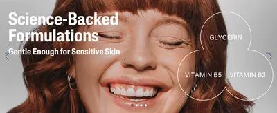 Highlights the science-backed, gentle formulation and its key skin-friendly ingredients for sensitive skin.